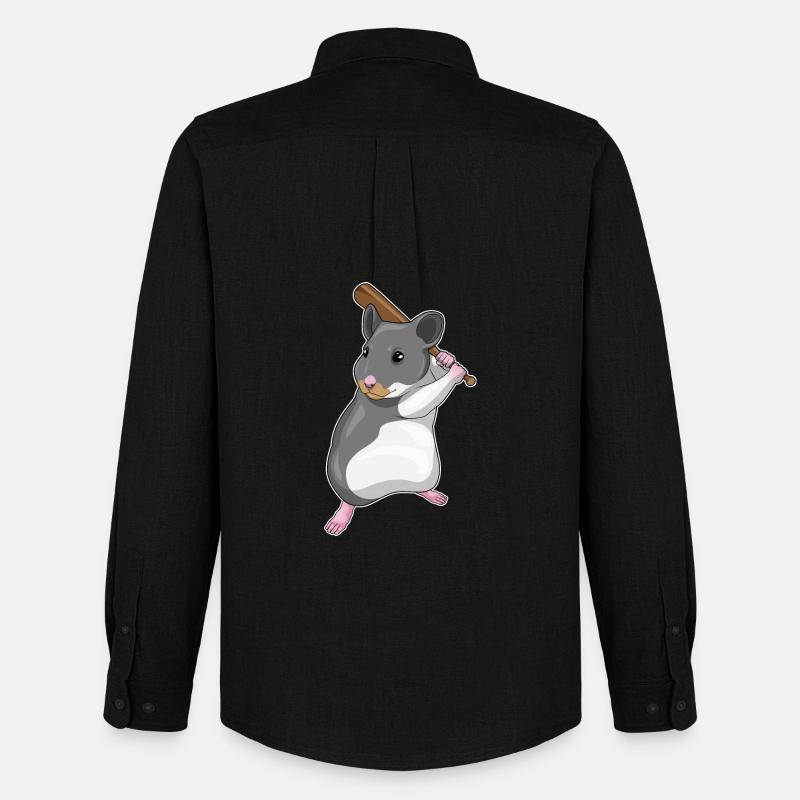 Hamster Baseball Baseballschläger - Männer Oxford Hemd von Stanley/Stella - Schwarz