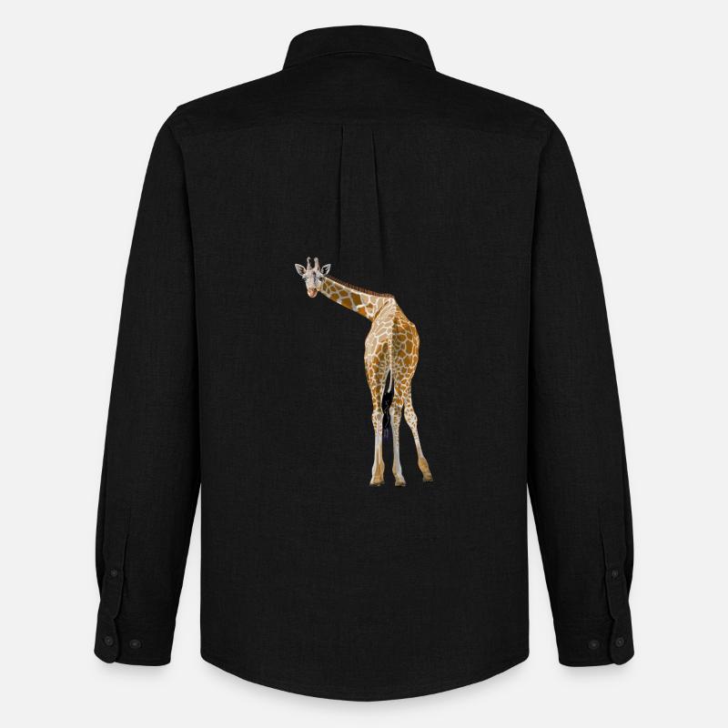 Giraffe grüßt aus der Savanne - Männer Oxford Hemd von Stanley/Stella - Schwarz