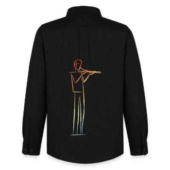 Flûte Joueur Dessin Rétro - Chemise Oxford homme Stanley/Stella - noir - Dos - AI Model Male 185 dark (185cm)