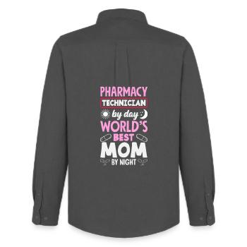Pharmacien Technicien Pharmaceutique - Chemise Oxford homme Stanley/Stella - charbon - Dos - AI Model Male 185 dark (185cm)