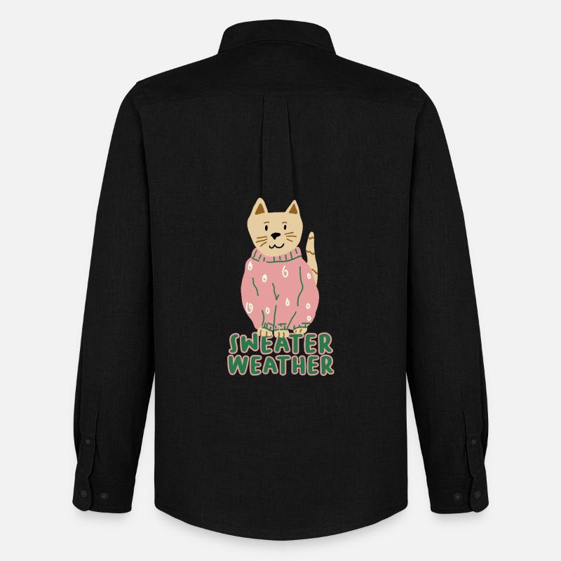 Katze im Rosa Pullover – Sweater Weather - Männer Oxford Hemd von Stanley/Stella - Schwarz