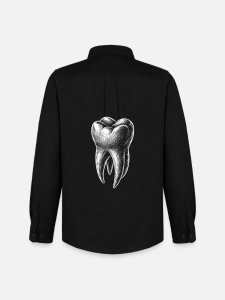 Black and White Tooth Sketch Graphic - Men's Oxford Shirt by Stanley/Stella - black