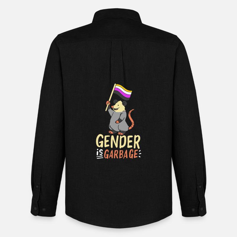 Gender Is Garbage Pride Opossum Design - Männer Oxford Hemd von Stanley/Stella - Schwarz