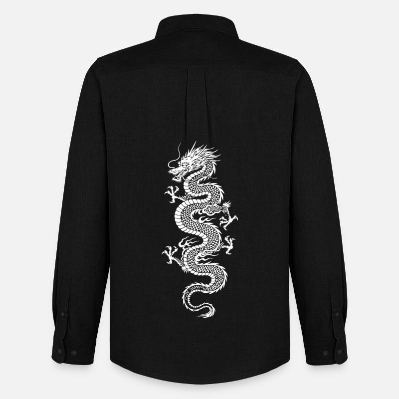 Weiße Drachen-Silhouette - Männer Oxford Hemd von Stanley/Stella - Schwarz