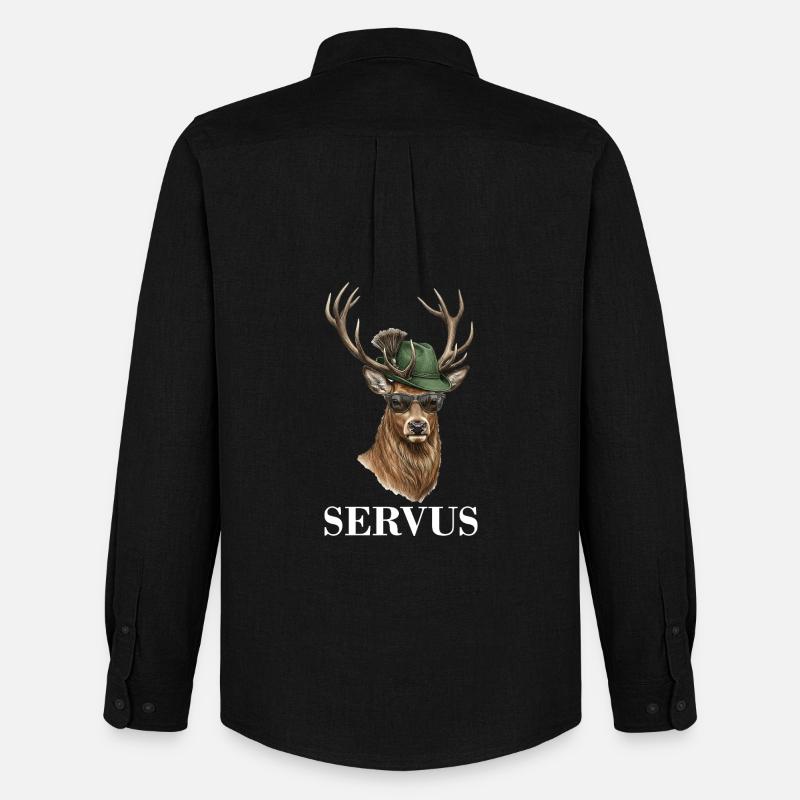 Hirsch Reh Servus - Männer Oxford Hemd von Stanley/Stella - Schwarz