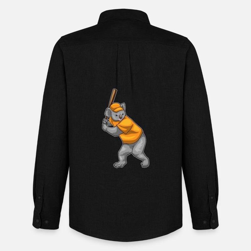 Koala Baseball Baseballschläger - Männer Oxford Hemd von Stanley/Stella - Schwarz