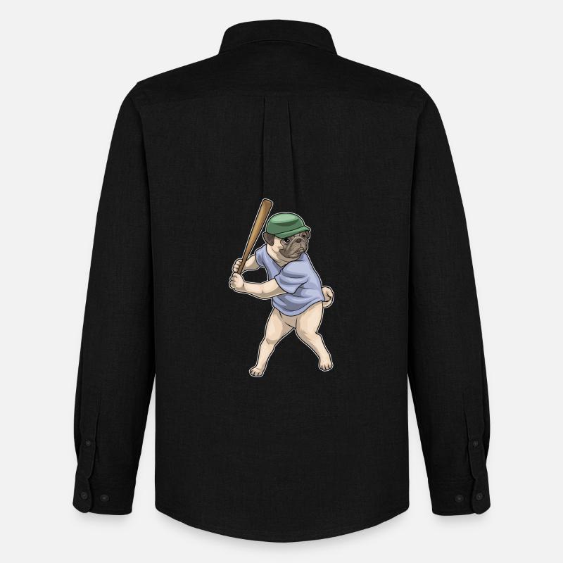 Mops Baseball Baseballschläger - Männer Oxford Hemd von Stanley/Stella - Schwarz
