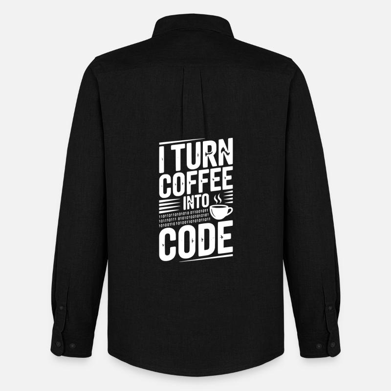 I Turn Coffee Into Code - Men's Oxford Shirt by Stanley/Stella - black