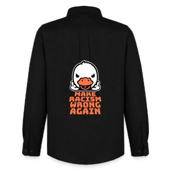 Goose Make Racism Wrong Again Middle Finger Activist - Men's Oxford Shirt by Stanley/Stella - black - Back - AI Model Male 185 dark (185cm)