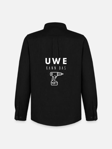 Uwe Name Handwerker Werkzeug Akkuschrauber - Männer Oxford Hemd von Stanley/Stella - Schwarz