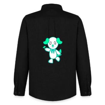KawaiiDOGGOS - Empreinte « Chanceuse » chanceux - Chemise Oxford homme Stanley/Stella - noir - Dos - AI Model Male 185 dark (185cm)