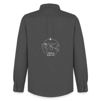 Catch me Travel Design - Men's Oxford Shirt by Stanley/Stella - anthracite - Back - AI Model Male 185 dark (185cm)
