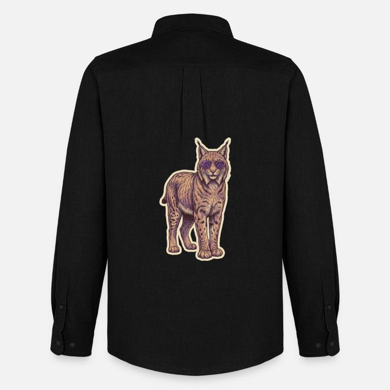 Luchs Wildkatze Sonnenbrille - Männer Oxford Hemd von Stanley/Stella - Schwarz