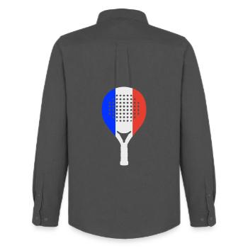Padel-Frankreich - Männer Oxford Hemd von Stanley/Stella - Anthrazit - Hinten - AI Model Male 185 dark (185cm)
