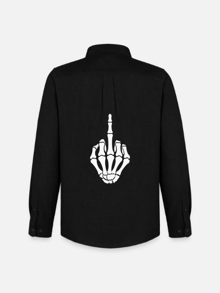 skull-hand_mittelfinger- - Männer Oxford Hemd von Stanley/Stella - Schwarz