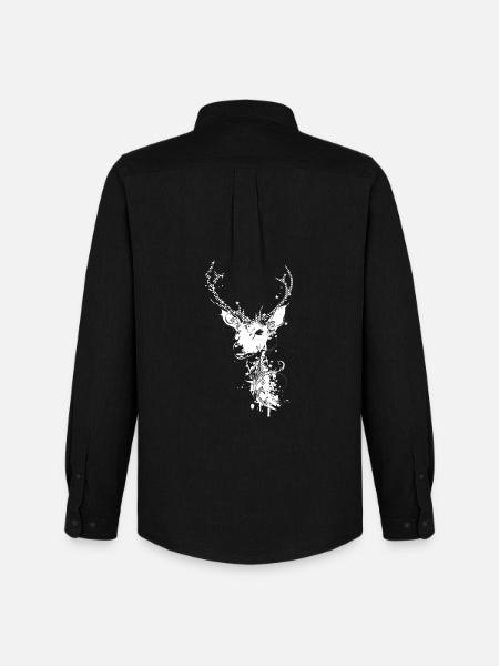 A white deer head - Men's Oxford Shirt by Stanley/Stella - black