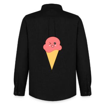 Eis Eiscreme Erdbeereis - Männer Oxford Hemd von Stanley/Stella - Schwarz - Hinten - AI Model Male 185 dark (185cm)