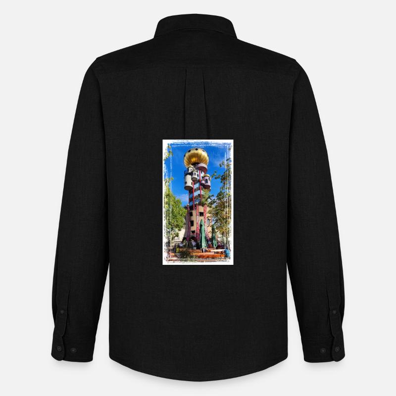 Hundertwasserturm beim Kuchlbauer - Männer Oxford Hemd von Stanley/Stella - Schwarz