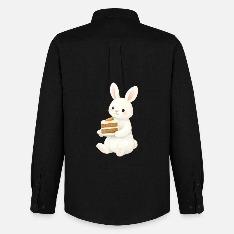 Hase mit Karottenkuchen Illustration  - Männer Oxford Hemd von Stanley/Stella - Schwarz