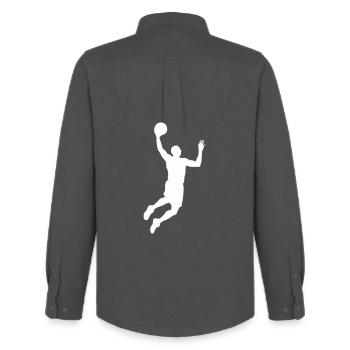 basketball_silhouette - Chemise Oxford homme Stanley/Stella - charbon - Dos - AI Model Male 185 dark (185cm)