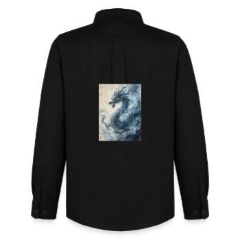 Die Sternennacht: Blauer Drache – Aether - Männer Oxford Hemd von Stanley/Stella - Schwarz - Hinten - AI Model Male 185 dark (185cm)