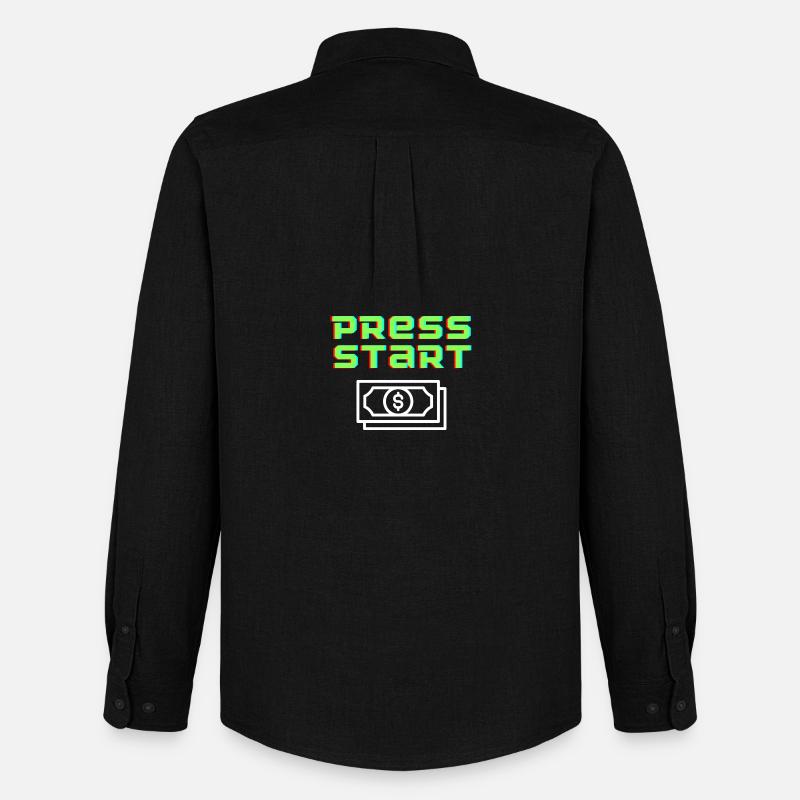 Press Start Retro Arcade Geldschein - Männer Oxford Hemd von Stanley/Stella - Schwarz
