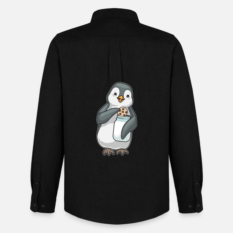 Pinguin Cookie - Männer Oxford Hemd von Stanley/Stella - Schwarz