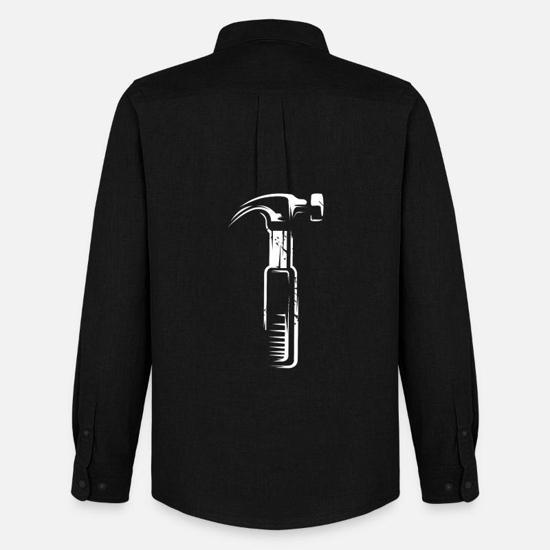 Hammer mit Scratch Effekt - Werkzeuge Handwerker - Männer Oxford Hemd von Stanley/Stella - Schwarz