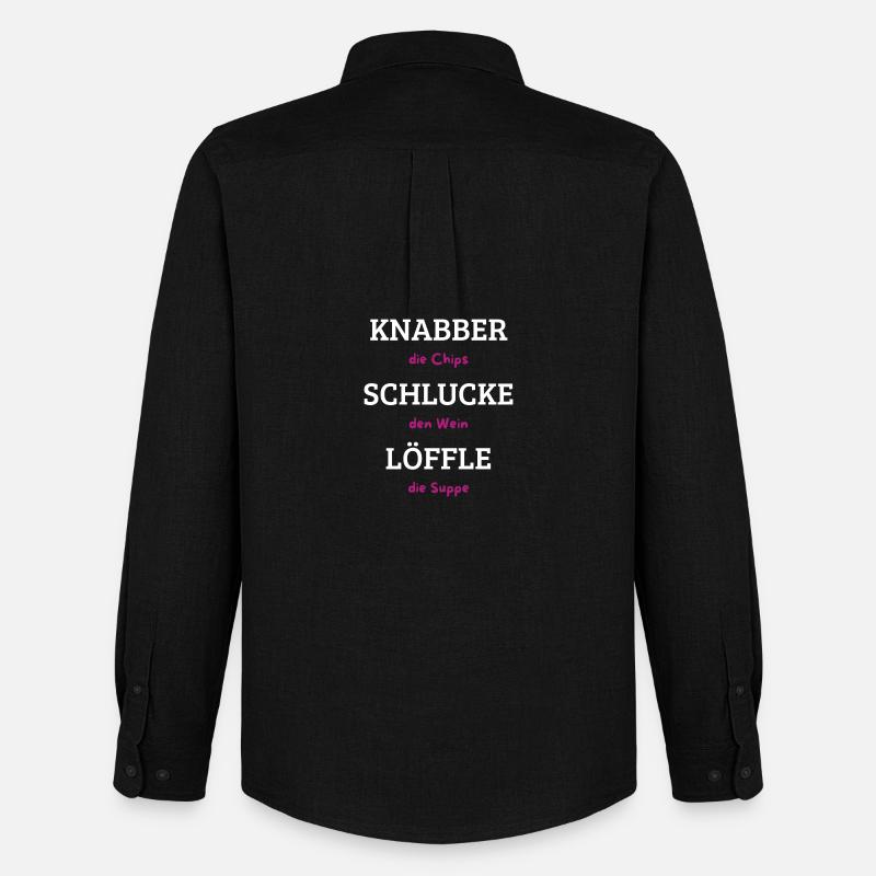 Knabber Chips, Schluck Wein, Löffle Suppe - Männer Oxford Hemd von Stanley/Stella - Schwarz