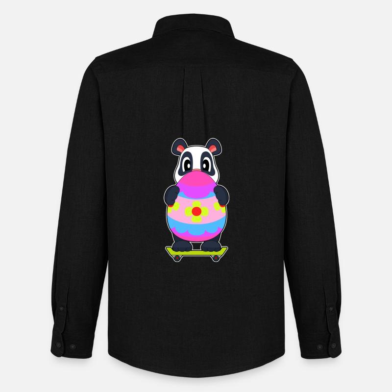 Panda Ostern Skateboard - Männer Oxford Hemd von Stanley/Stella - Schwarz