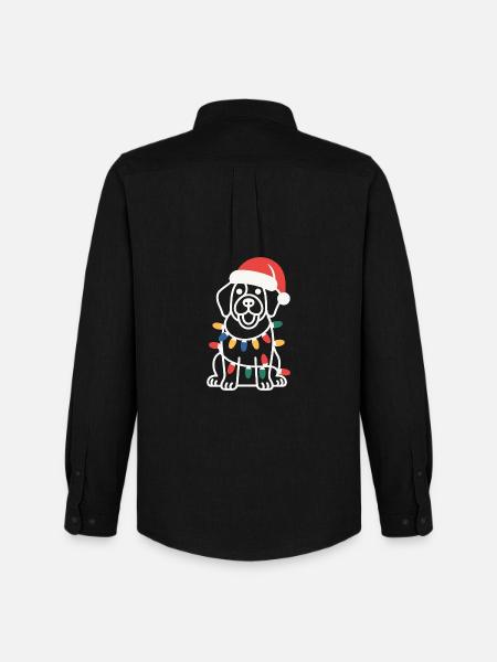 Santa Pup Christmas Lights - Men's Oxford Shirt by Stanley/Stella - black