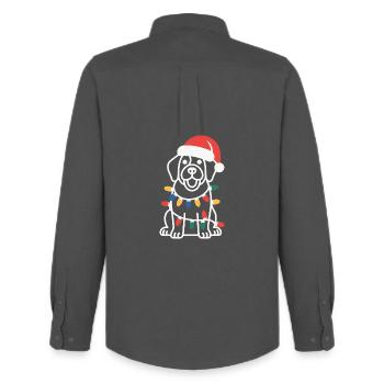 Santa Pup Christmas Lights - Men's Oxford Shirt by Stanley/Stella - anthracite - Back - AI Model Male 185 dark (185cm)