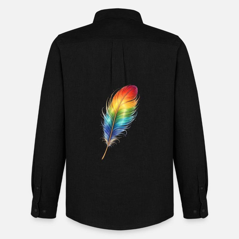 Bunte Feder Regenbogen Boho Design - Männer Oxford Hemd von Stanley/Stella - Schwarz