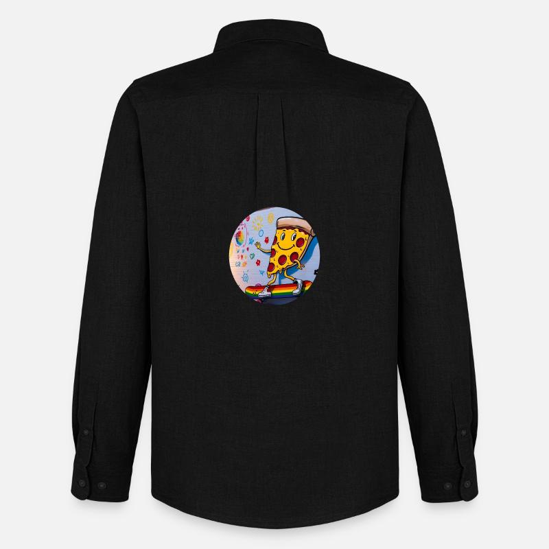 Pizza Slice Skateboard Graffiti - Männer Oxford Hemd von Stanley/Stella - Schwarz