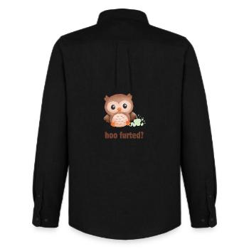 Hoo Furted Owl Pun - Men's Oxford Shirt by Stanley/Stella - black - Back - AI Model Male 185 dark (185cm)