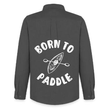 Born To Paddle kayak - canoe - kayak - boat - Men's Oxford Shirt by Stanley/Stella - anthracite - Back - AI Model Male 185 dark (185cm)