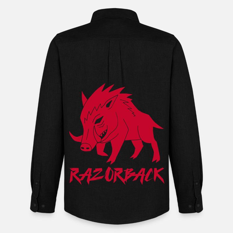 Rotes Wildschwein razorback - Männer Oxford Hemd von Stanley/Stella - Schwarz