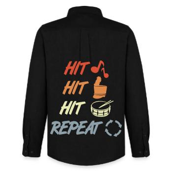 Beat and Repeat - Men's Oxford Shirt by Stanley/Stella - black - Back - AI Model Male 185 dark (185cm)