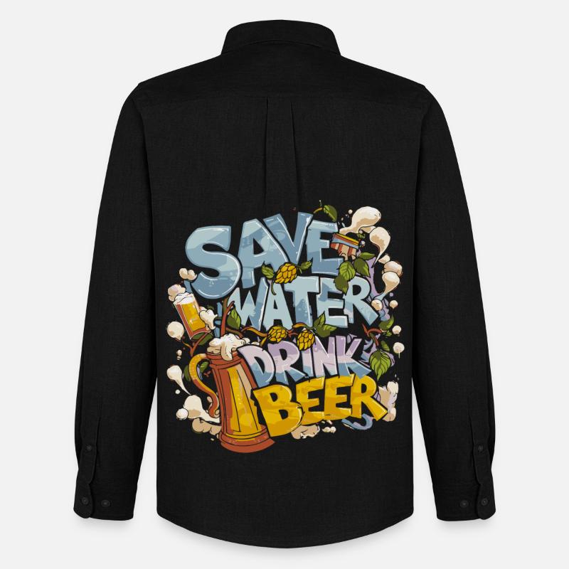 Save Water Drink Beer Biertrinker - Männer Oxford Hemd von Stanley/Stella - Schwarz