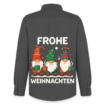 Merry Christmas Gnomes Funny Christmas Motif - Men's Oxford Shirt by Stanley/Stella - anthracite - Back - AI Model Male 185 dark (185cm)