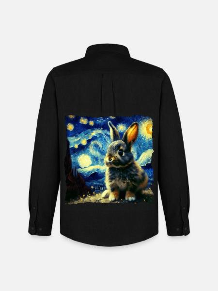 Starry sky style rabbit - Men's Oxford Shirt by Stanley/Stella - black