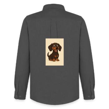 Glücklicher Dackel - Männer Oxford Hemd von Stanley/Stella - Anthrazit - Hinten - AI Model Male 185 dark (185cm)