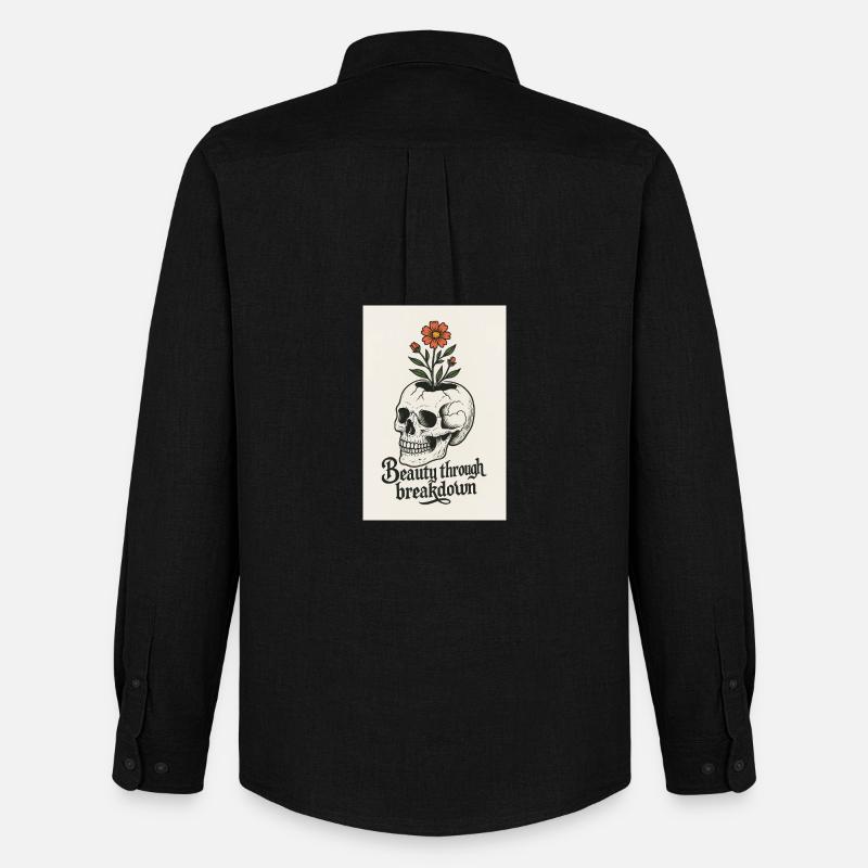 Blumenschädel Künstlerisches Design - Männer Oxford Hemd von Stanley/Stella - Schwarz