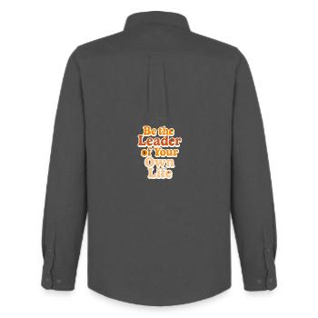 Inspirational leadership text design - Men's Oxford Shirt by Stanley/Stella - anthracite - Back - AI Model Male 185 dark (185cm)