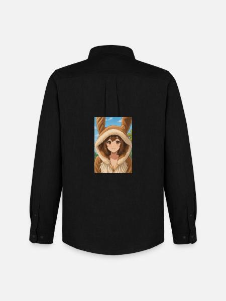 Sweat à capuche lapin Anime Charm - Chemise Oxford homme Stanley/Stella - noir