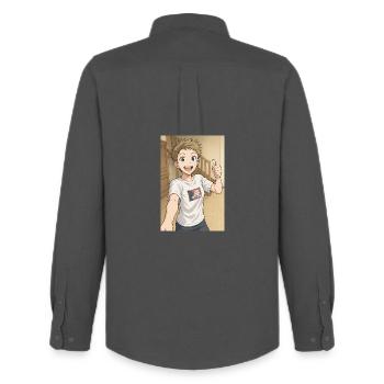 Hero Manga Smile - Men's Oxford Shirt by Stanley/Stella - anthracite - Back - AI Model Male 185 dark (185cm)