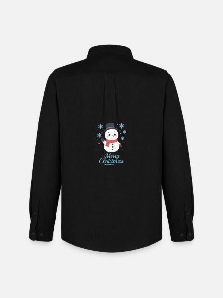 Snowman with Scarf – Merry Christmas - Men's Oxford Shirt by Stanley/Stella - black