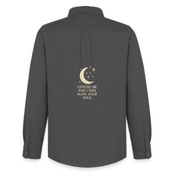 Mondbeschienene Bedrohung: Verbrenne deine Seele - Männer Oxford Hemd von Stanley/Stella - Anthrazit - Hinten - AI Model Male 185 dark (185cm)