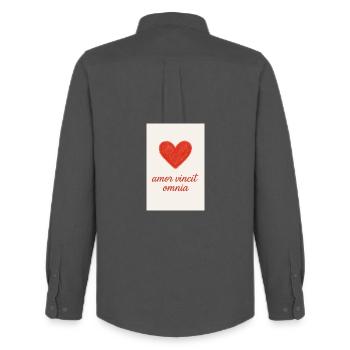 Love Triumphs: Amor Vincit Omnia - Men's Oxford Shirt by Stanley/Stella - anthracite - Back - AI Model Male 185 dark (185cm)