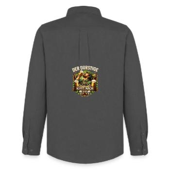 Der Durstige Kippt Nach – Bierfest - Männer Oxford Hemd von Stanley/Stella - Anthrazit - Hinten - AI Model Male 185 dark (185cm)